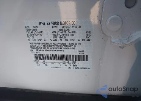 2025 Ford Explorer Active from USA, damaged, VIN 1FMUK8DH4SGA19750